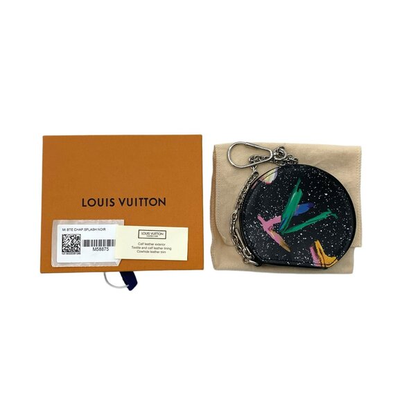 Louis Vuitton Black Starry Sky Logo Graffiti Print Key...